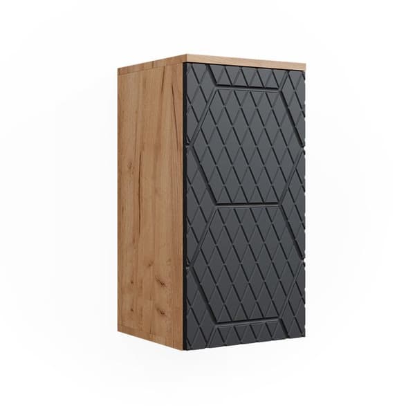 Badrumsarmoire Irma, 30x59cm 2 fack, badrum, Anthracitrandig, Guld ek, Vicco