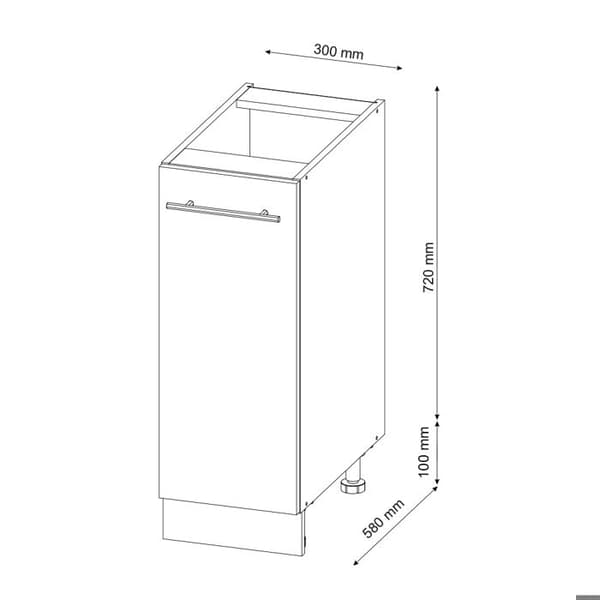 Förvaringsmöbel för badrum Fame-Line, 30x82cm utan PT, Antracit hög glans, Vit, Vicco