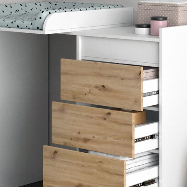 Armoire för tvättmaskin Alf, 116x98cm med 4 lådor, Vit, Vit, Vicco