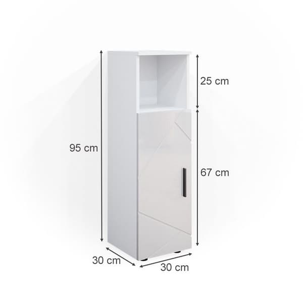 Badrumsmöbel Irma, 30x95cm, Blank vit, Vit, Vicco