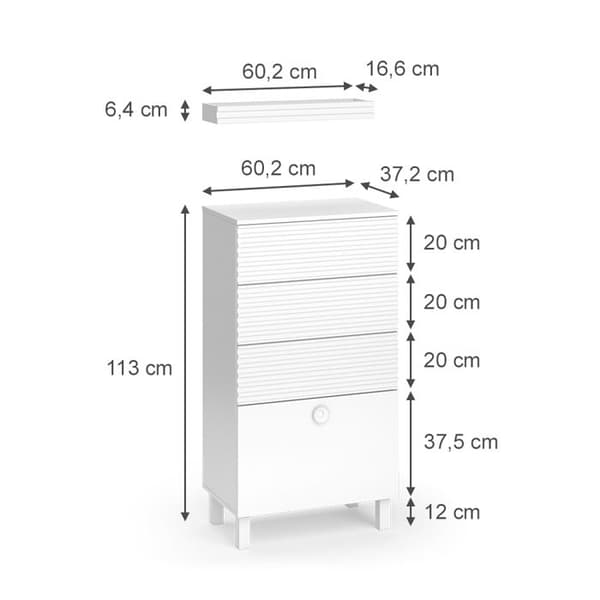 Badmöbel Sola, 60.2x113cm med 4 lådor, Vit, Vit, Vicco