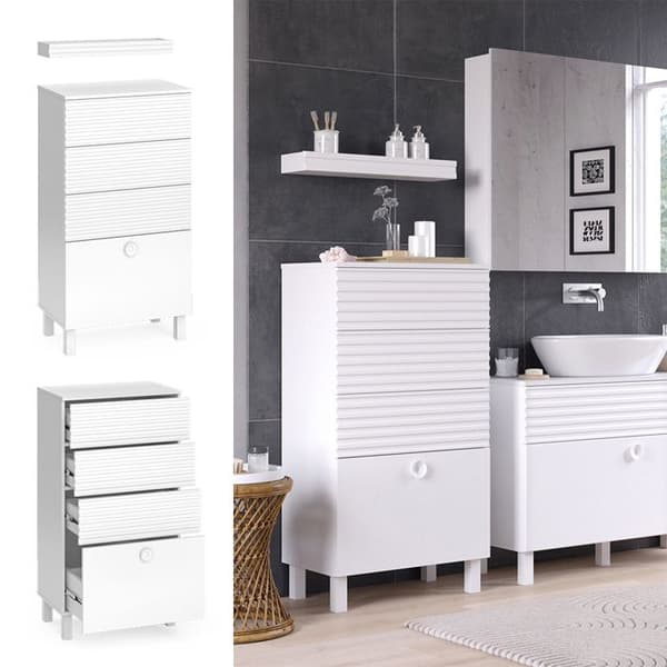 Badmöbel Sola, 60.2x113cm med 4 lådor, Vit, Vit, Vicco