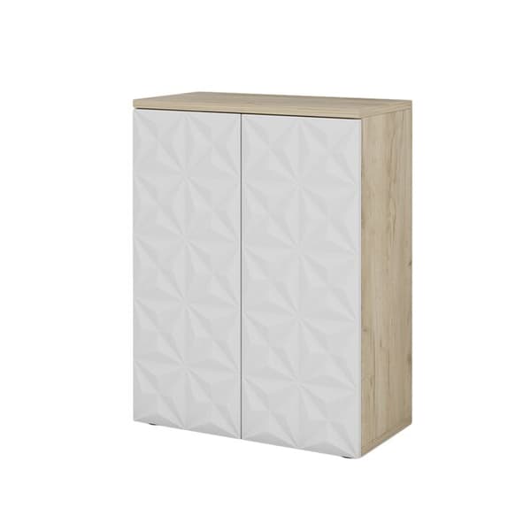 Badmöbel Edge, 60x79.5cm med 2 dörrar och 3 fack, Vit, Ek, Vicco