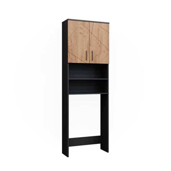 Tvättmaskinsarmoir Irma, 64x190,5 cm, Gyldene ek/anthracite, Gyldene styrkeek, Vicco