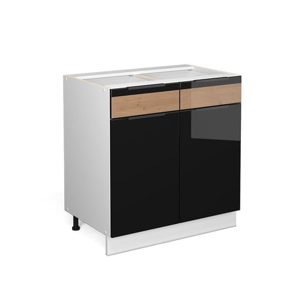 Förvaringsmöbel för badrum Fame-Line, 80x82cm utan PT, Svart glansig ek/vit, Vit, Vicco