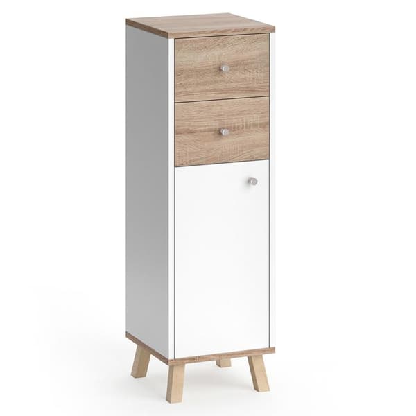 Senyo badrumsförvaringsmöbel, 30x95cm med lådor, Vit, Vit, Vicco