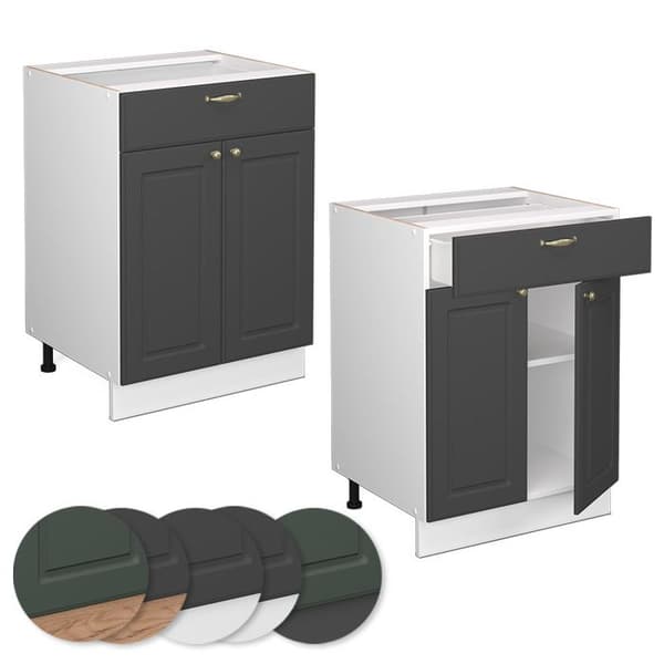 Badrumsfurniture Fame-Line, 60x82cm med låda, utan PT, Antracit-guld, Vit, Vicco