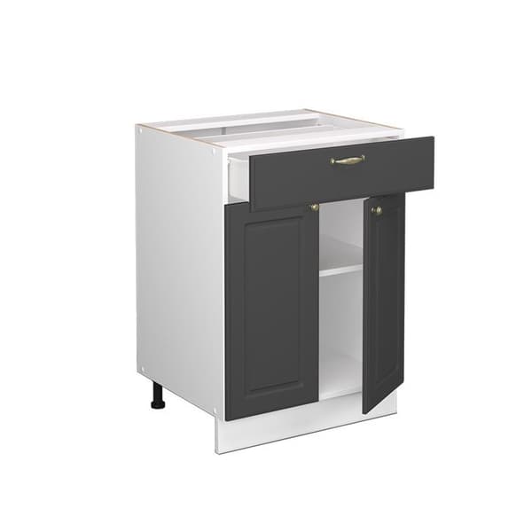 Badrumsfurniture Fame-Line, 60x82cm med låda, utan PT, Antracit-guld, Vit, Vicco