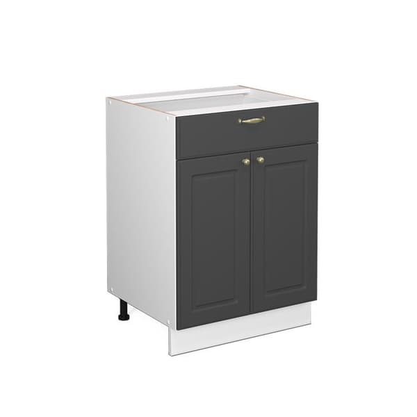 Badrumsfurniture Fame-Line, 60x82cm med låda, utan PT, Antracit-guld, Vit, Vicco
