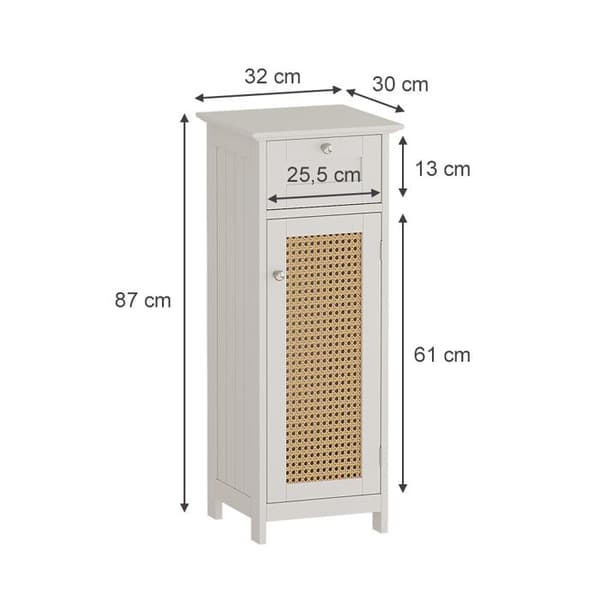 Badrumsfurniture Rosario, 32x87cm med dörr och låda, Vit, Vit, Vicco