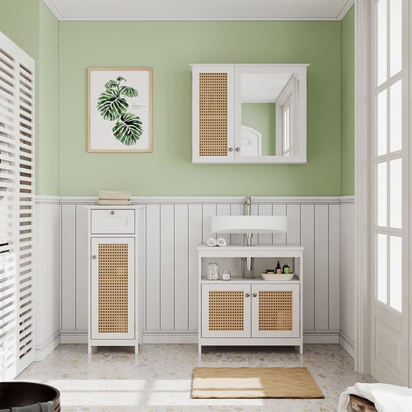 Badrumsfurniture Rosario, 32x87cm med dörr och låda, Vit, Vit, Vicco