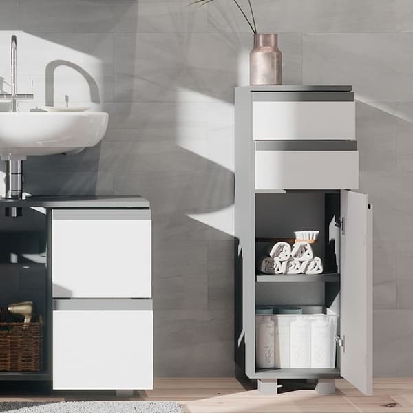 J-formad förvaringsmöbel för badrum, 30x95cm, Anthracite, Anthracite, Vicco