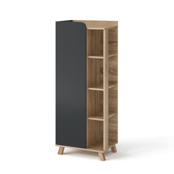 Armoire medium Karen, 50x128cm med dörr och öppna fack, Antracit, Sonoma, Vicco