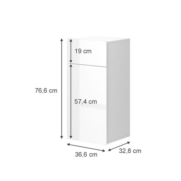 Badrumsförvaring Izan, 36.6x76.6cm med låda och dörr, Vit, Vit, Vicco