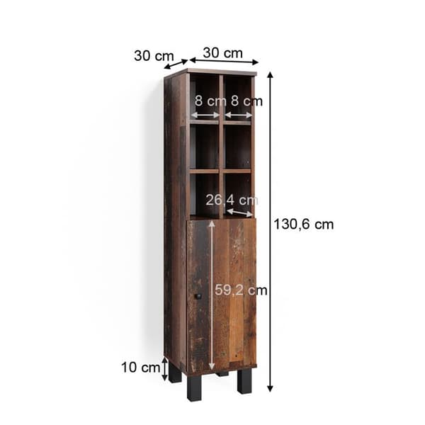 Fynn badrumförvaring, 30x130.6cm stor dörr, rustik ek, Vicco