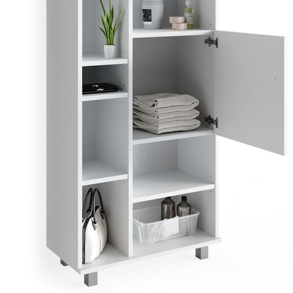 Set av möbler för badrum Ilias, 3 delar, med låg skåp 60 cm, Vit, Vit, Vicco