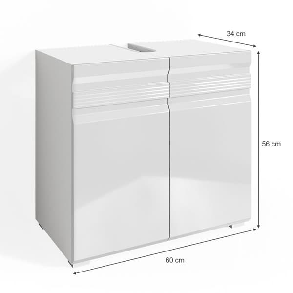 Möbel under disk enkel Freddy, 60x60cm, Vit hög glans, Vit, Vicco