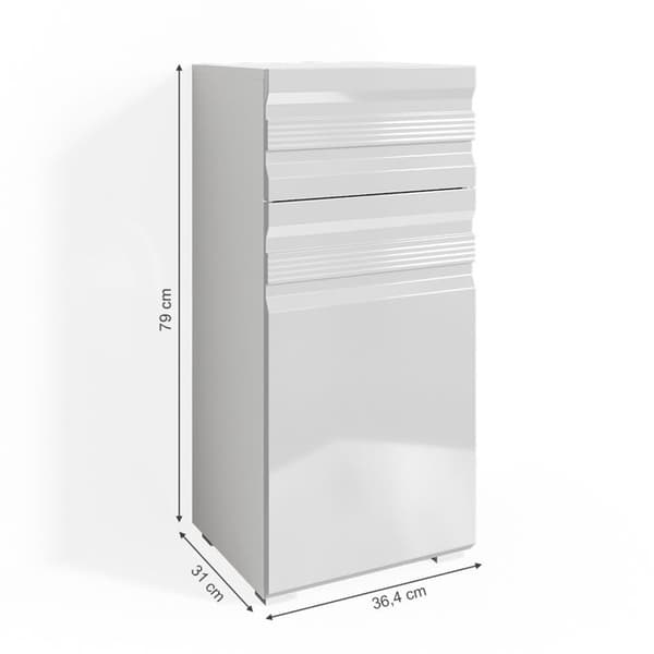 Badrumsförvaringsmöbel Freddy, 36.4x79cm, Vit hög blank, Vit, Vicco