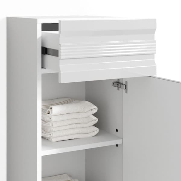 Badrumsförvaringsmöbel Freddy, 36.4x79cm, Vit hög blank, Vit, Vicco