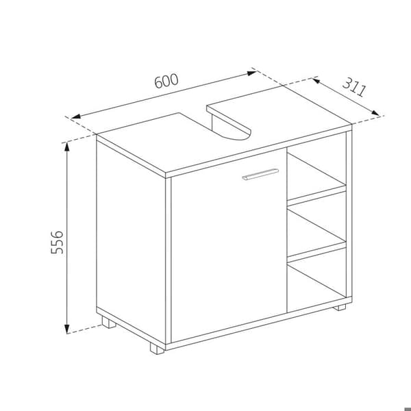 Enkel Perry handfatsunderskåp, 60x55.6cm, Vit, Vit, Vicco