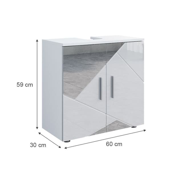 Enkel Irma under vask skape, 60x59cm, Hvit blank med innsatser, Vicco