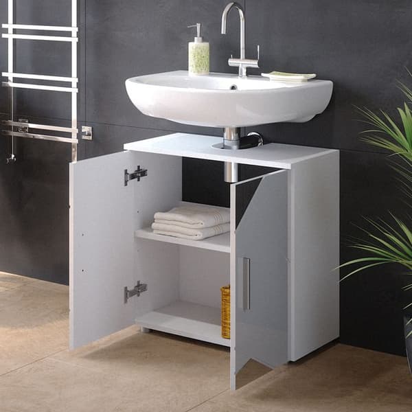 Enkel Irma under vask skape, 60x59cm, Hvit blank med innsatser, Vicco