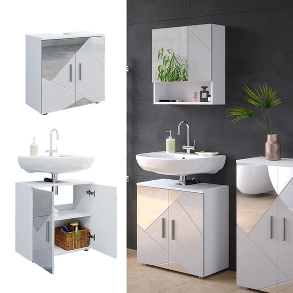 Enkel Irma under vask skape, 60x59cm, Hvit blank med innsatser, Vicco