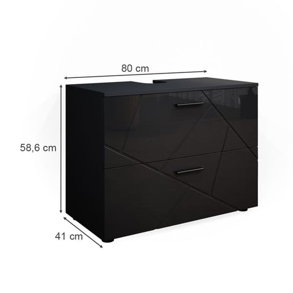 Enkel Irma under vaskmöbel, 80x58.6cm, Antracit hög blank, Antracit, Vicco