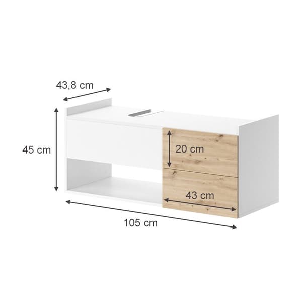 Enkel underskåp Alf, 105x45cm med 2 lådor, Vit, Vit, Vicco
