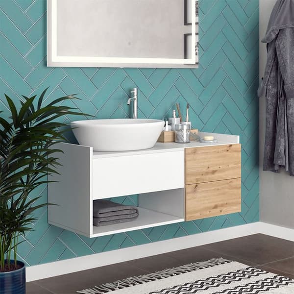 Enkel underskåp Alf, 105x45cm med 2 lådor, Vit, Vit, Vicco