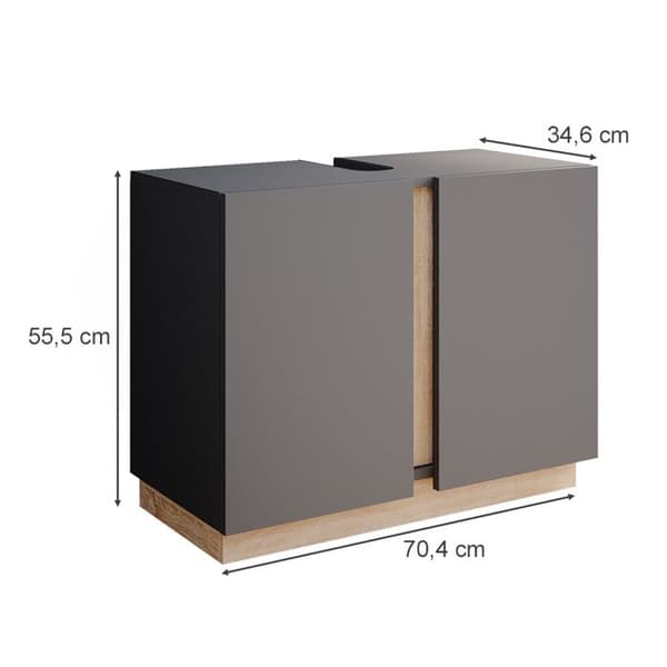 Enkel Gloria underskåp, 70.4x55.5cm med 2 dörrar, Antracit, Sonoma, Vicco