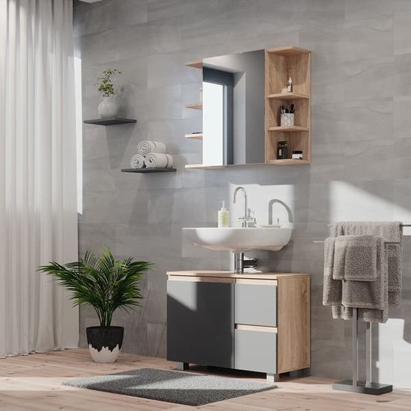 Möbel under handfat enkel J-form, 80x60.8cm, Antracit, Sonoma, Vicco