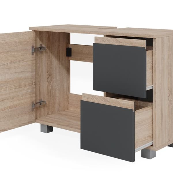 Möbel under handfat enkel J-form, 80x60.8cm, Antracit, Sonoma, Vicco