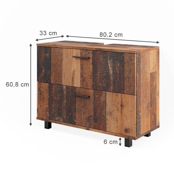 Enkel underhållningsmöbel Ilias, 80x60.8cm med 2 lådor, Rustik ek, Vicco