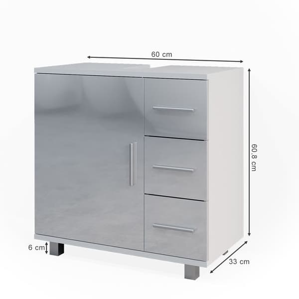 Enkel Ilias undermöbel, 60x60.8cm, Vit hög glans, Vicco