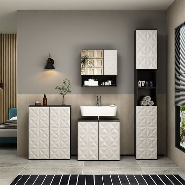 Enkel Edge under vask skaps, 60x57cm med 2 dører, Sort, Sort, Vicco