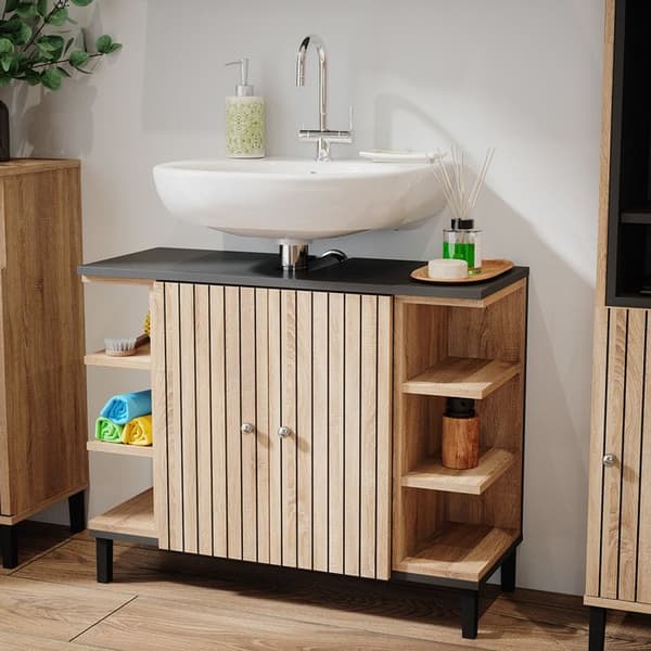 Enkel Aquis underbehandlingsmöbel, 79.6x64cm med 2 dörrar, Sonoma, Antracit, Vicco