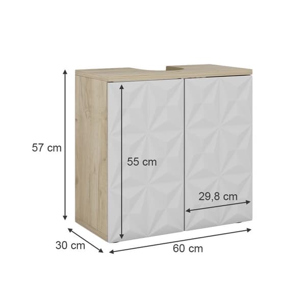 Enkel Edge underbyggd möbel, 60x57cm med 2 dörrar, Vit, Ek, Vicco
