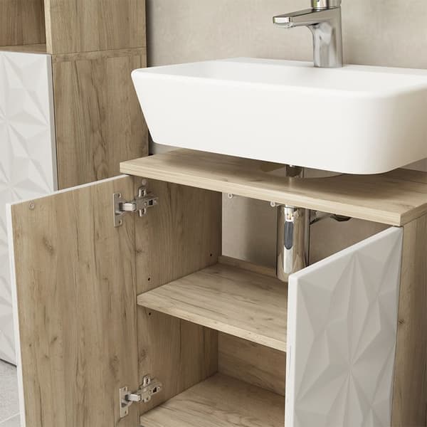 Enkel Edge underbyggd möbel, 60x57cm med 2 dörrar, Vit, Ek, Vicco