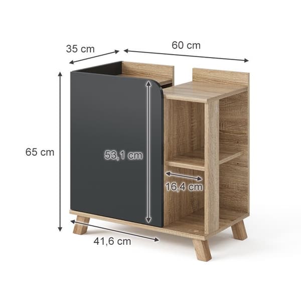Meuble under lavabos Karen, 60x65cm med dörr och öppna fack, Antracit, Sonoma, Vicco