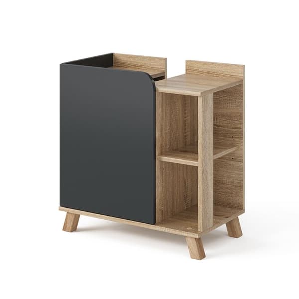 Meuble under lavabos Karen, 60x65cm med dörr och öppna fack, Antracit, Sonoma, Vicco