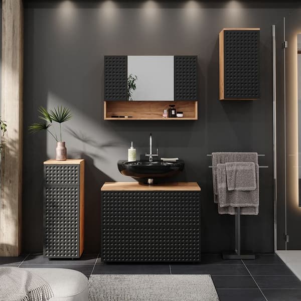 Toalettsskåp Irma, 80.1x55cm, Anthracite med prickar, Vicco