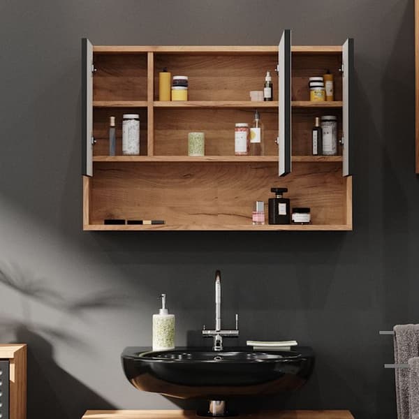 Toalettsskåp Irma, 80.1x55cm, Anthracite med prickar, Vicco