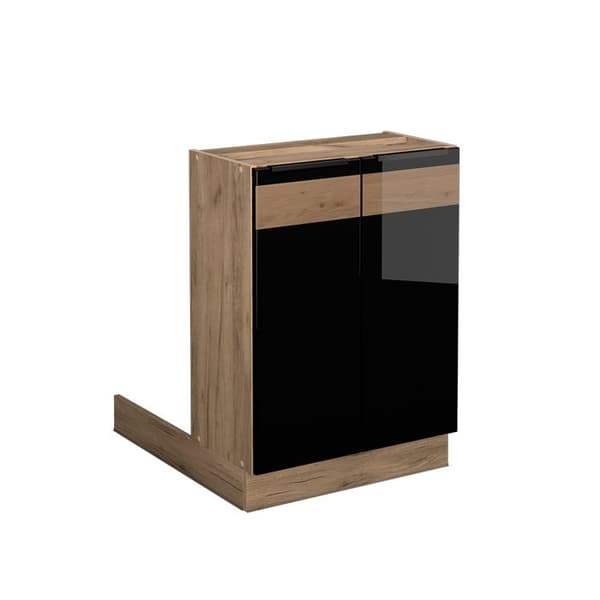 Vicco Fame-Line spegelskåp, blank svart ek/guld ek, 60 x 81,6 cm utan bänkskiva