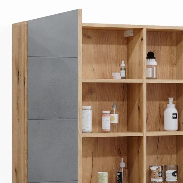 Armoire de toilette Rudi, 90x80.9cm med dörr och öppna fack, Ek, Vicco