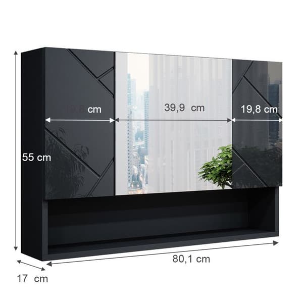 Toalettsskåp Irma, 80.1x55cm, Anthracite Hög glans, Vicco