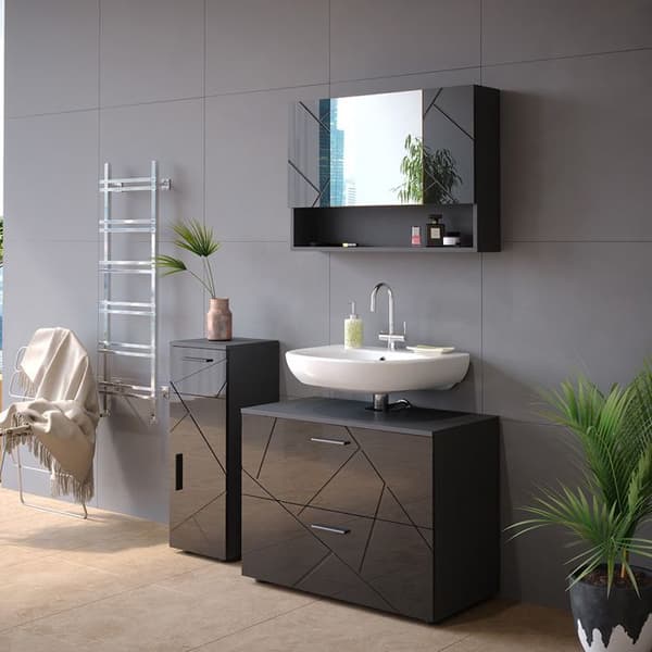 Toalettsskåp Irma, 80.1x55cm, Anthracite Hög glans, Vicco