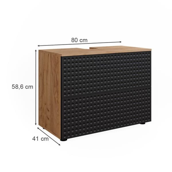 Irma enkel underdel, 80 cm med 2 lådor, antracit med prickar, Vicco