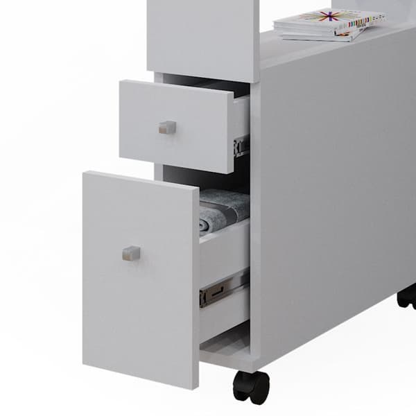 Badrumsmöbel Fynn för förvaring, 17.6x61.6cm med 2 lådor, Vit, Vit, Vicco