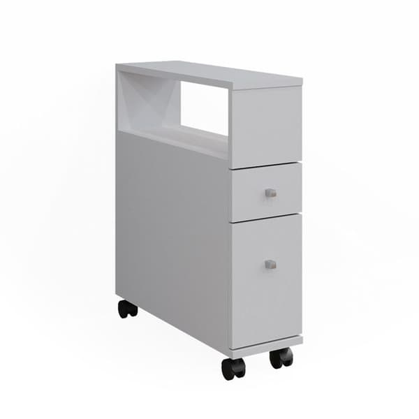 Badrumsmöbel Fynn för förvaring, 17.6x61.6cm med 2 lådor, Vit, Vit, Vicco